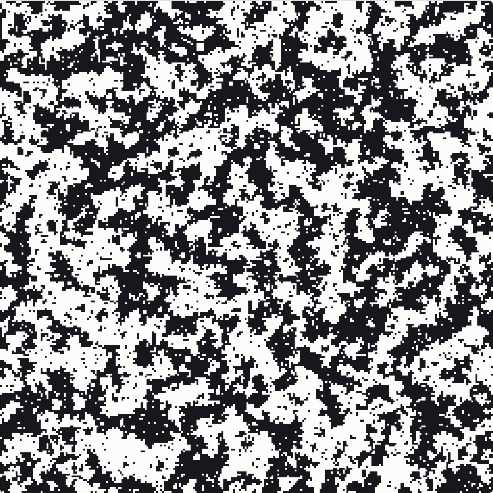 Ising lattice near the critical temperature: black-and-white spin domains of every size